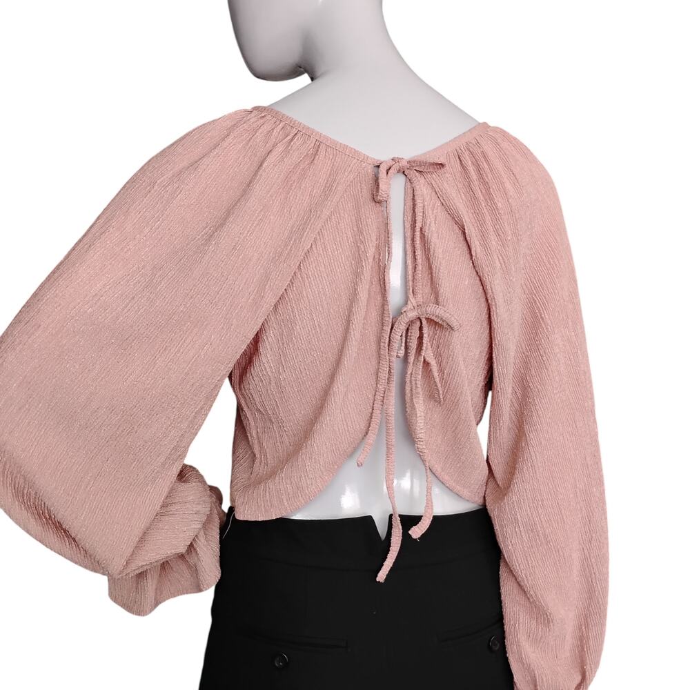 GRL Japan Dusty Rose Blouse Size F (OSFM) Ties on Back Balloon Sleeve